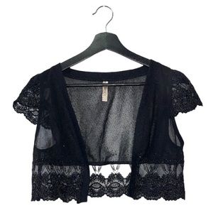 Black Lace Chiffon Shrug Jacket